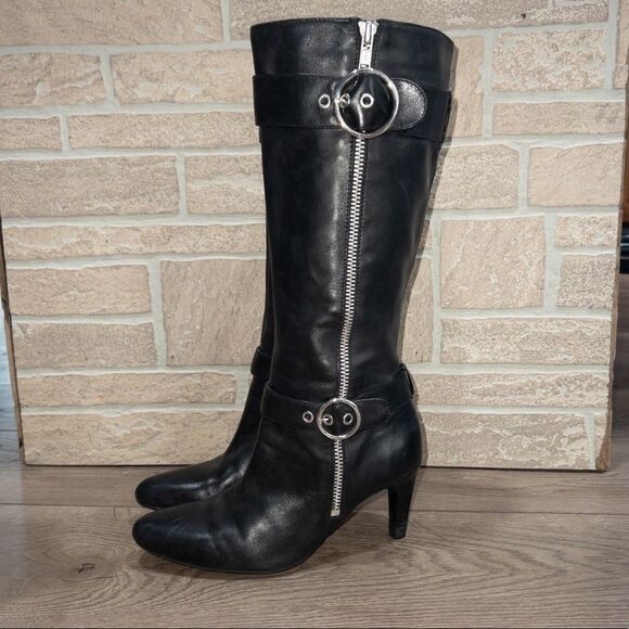 Ecco Black Moto Buckle Heeled Boots Size 36 - Picture 1 of 6